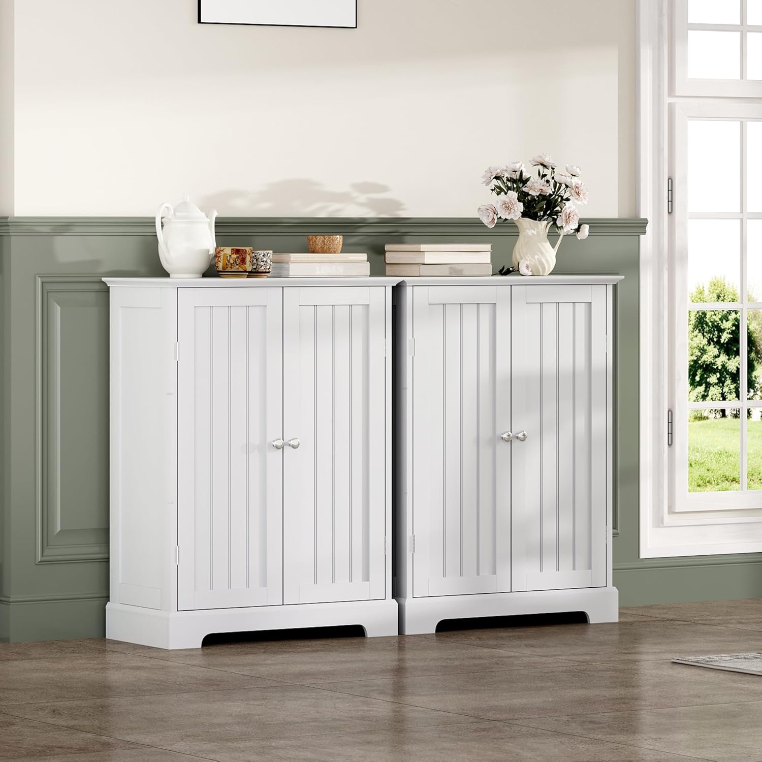 Interior of the cabinet with various items