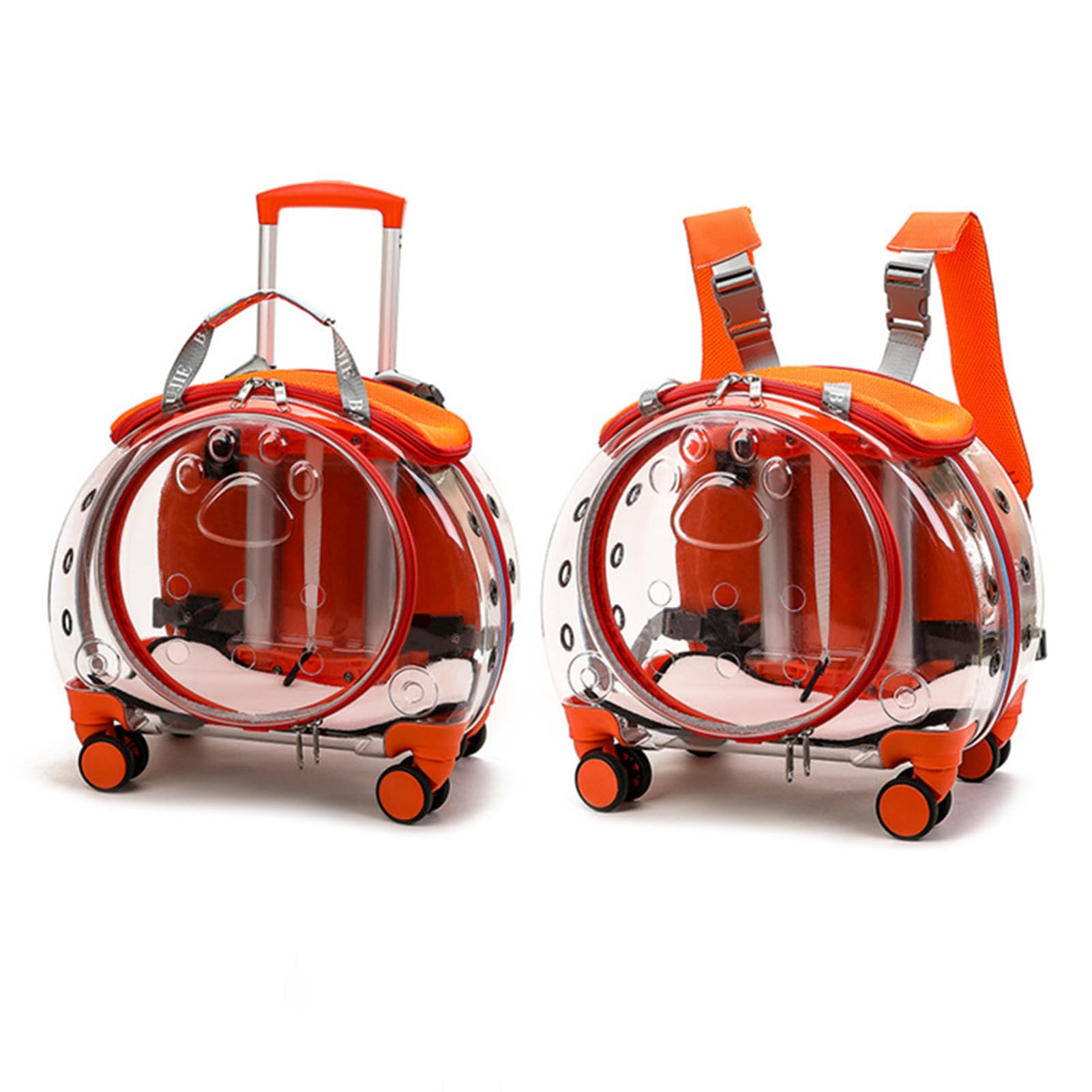 Maletín para mascotas con orificios de ventilación transparentes, ruedas silenciosas, mochila portátil para gatos y perros, mochila transportadora para mascotas con opciones de transporte