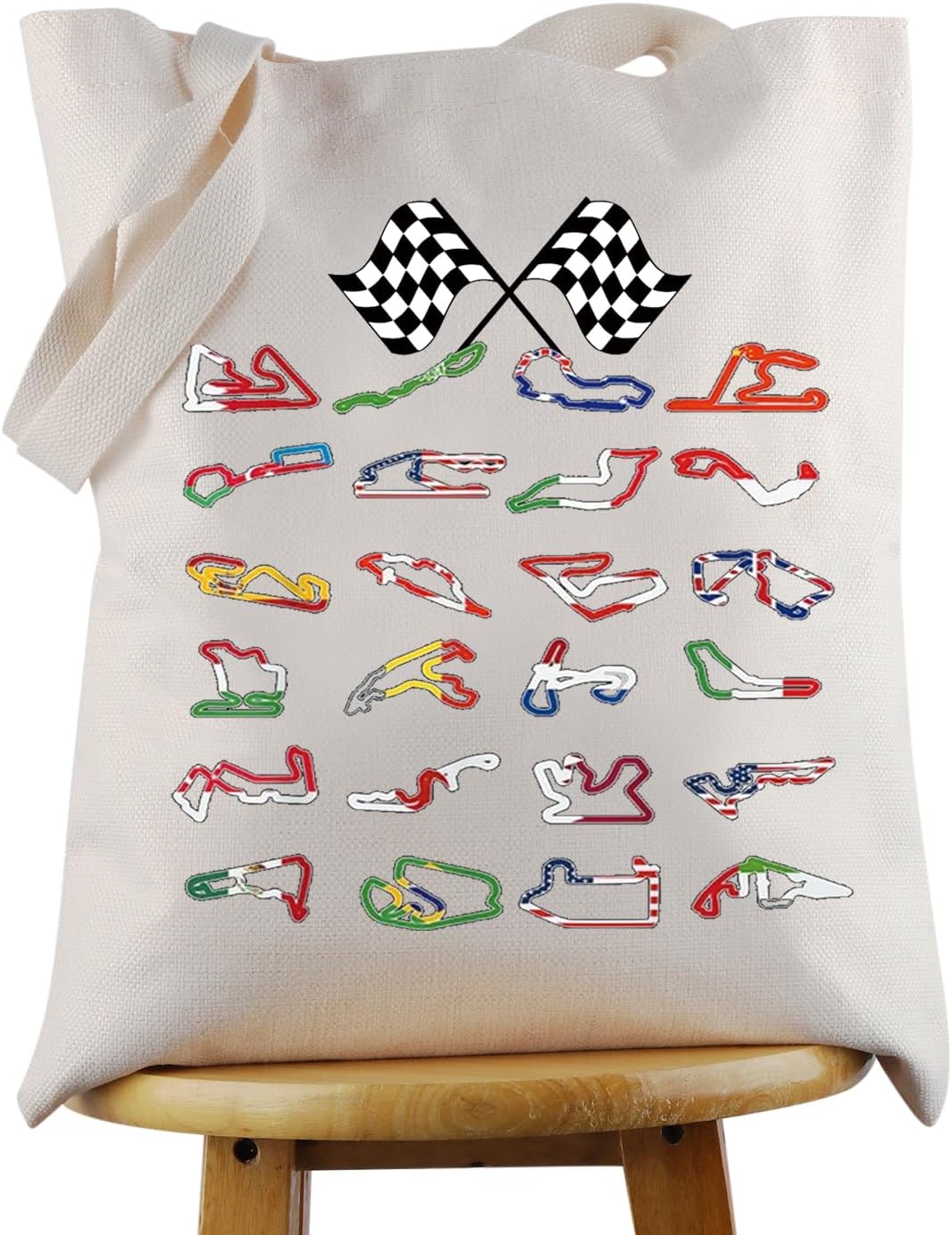 JNIAP Racing Tote Bag Racing Circuit Track Grocery Bag Dirt Track Racing Race Car Fan Gift Shopping Handbag