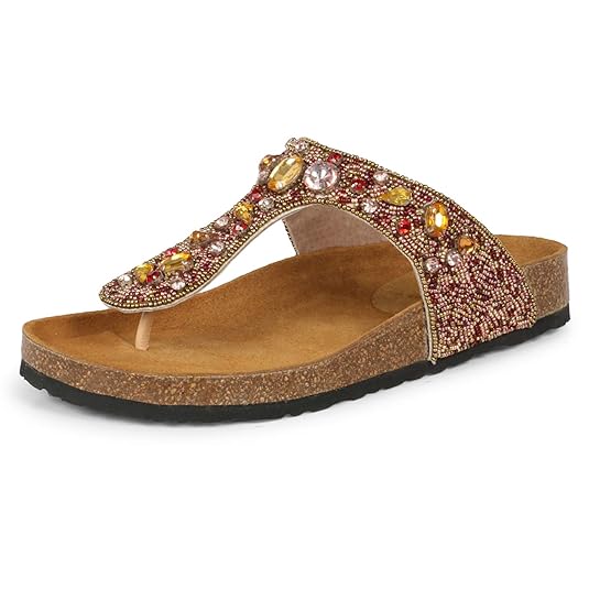 SaintG Womens Tan Leather Pearl Trim Flat Sandals, 6UK/39EU Amazon.in