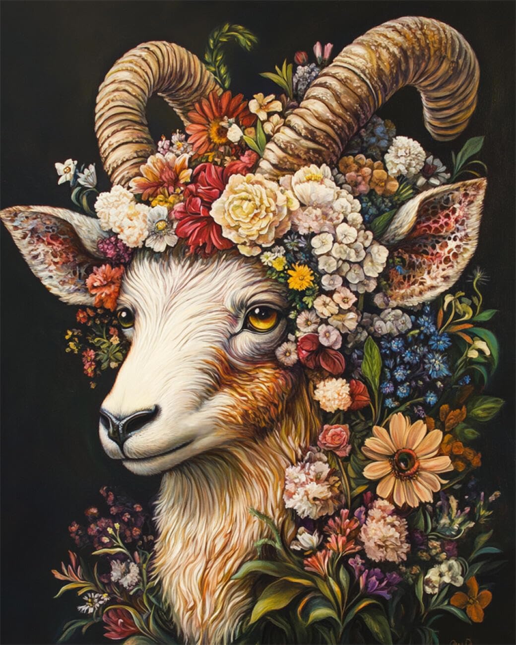 RKFLGEW DIY Embroidery Beads Set Flowers and Sheep 30x40cm