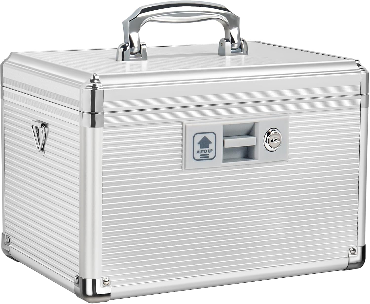 Medicine Lock Box with Key, Alluminum Alloy Box for Medication,First Aid Box with a Removeable Tray to Store Medicines & Pills for Home, Silver 12 * 7.68 * 7.87 Inch Silver Medium-12inch