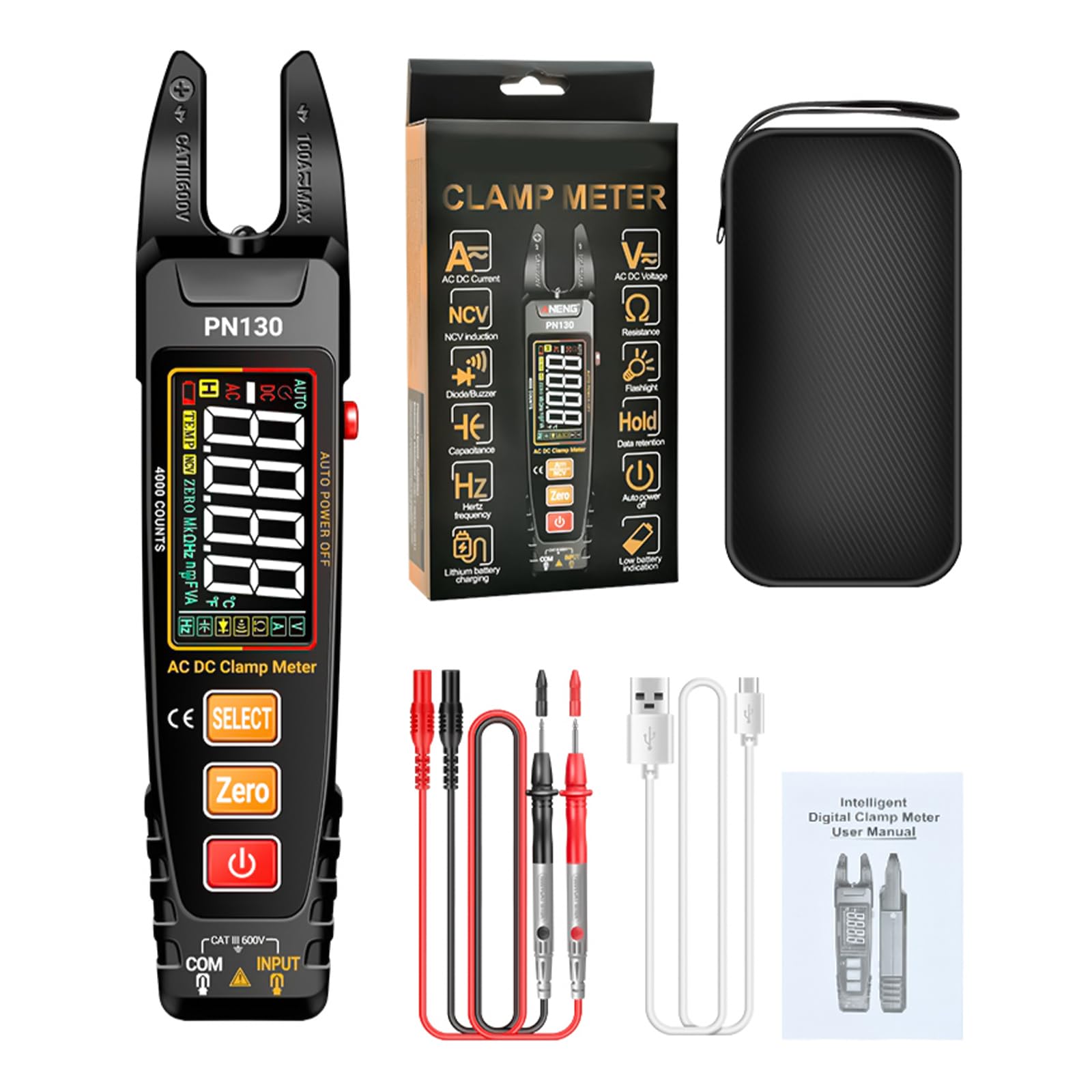 Nvoqilin Multifunction Digital Clamp Multimeter User Friendly Multimeter For Household Industrial & Automotive Electrical Testing Electronics Tester