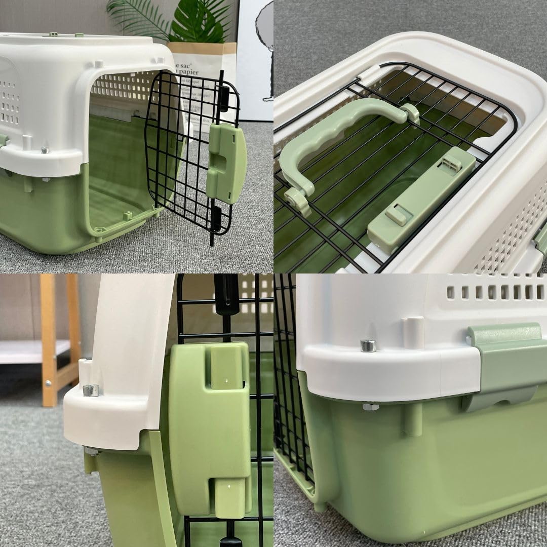 Transportín para Mascotas Perro y Gato de 58 x 38 x 33 cm con 2 Puertas, Carga Superior, Plástico Resistente y Ventilación Lateral