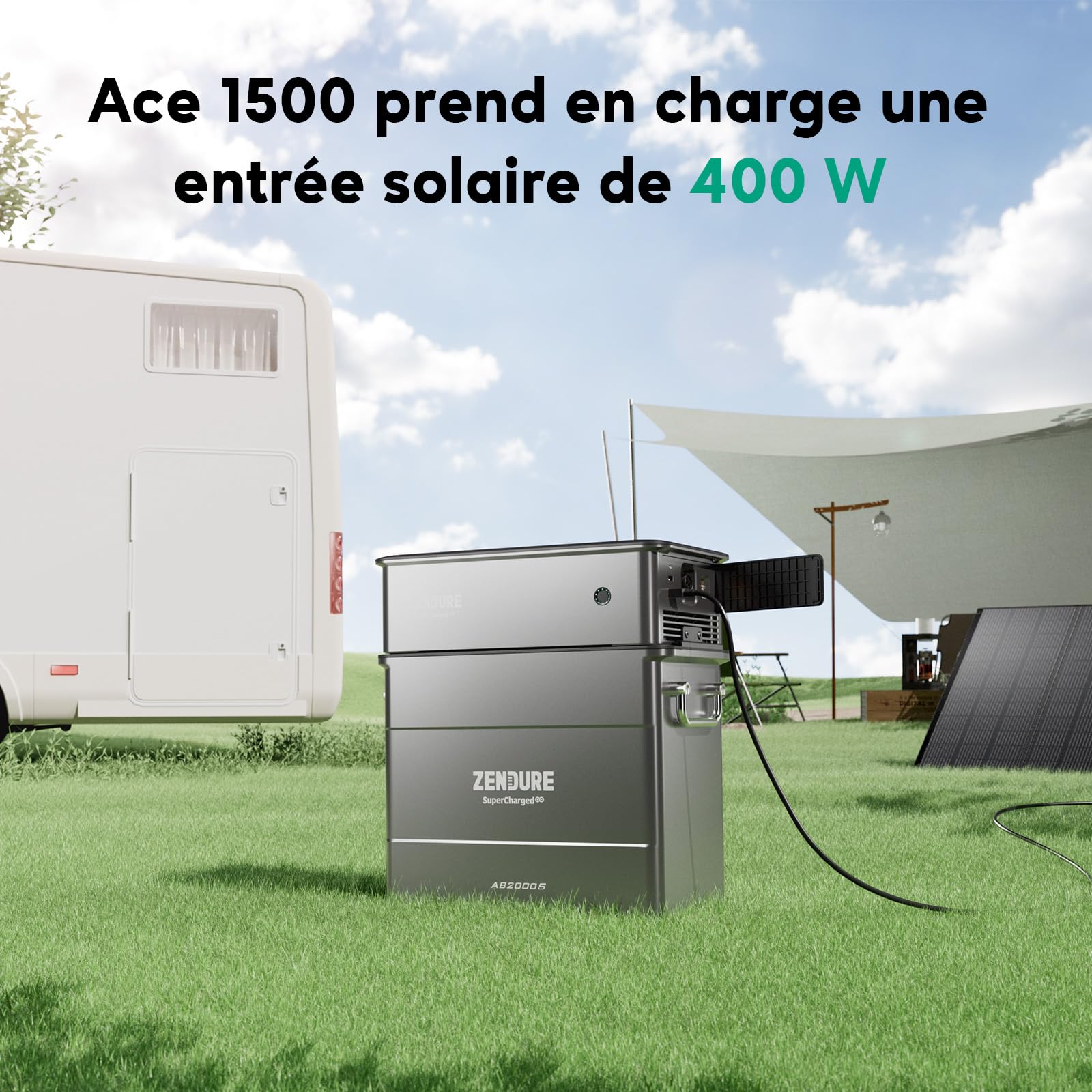 Zendure SolarFlow Ace 1500 AVCE AB2000L Batterie 1920 Wh, Entrée AC 900W, Entrée Solaire 400W, Jusqu'à 1200W Sortie AC, UPS 20ms, Idéal pour Urgences, Camping, Utilisation Extérieure, etc.