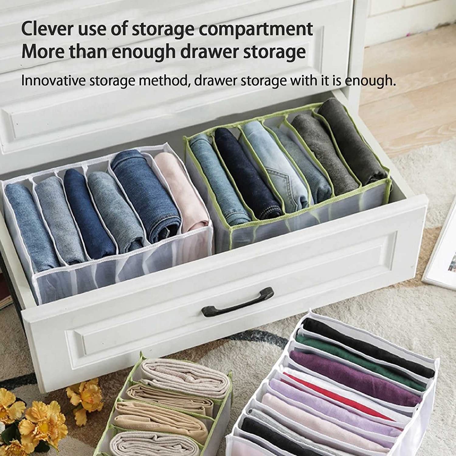 5 Pezzi Organizzatore Di Vestiti Lavabile Per Guardaroba Vano Portaoggetti Per Jeans Organizzatore Per Cassetti Dell'armadio Pieghevole Scatola Di Separazione Della Maglia 6 Griglia/9 Griglia