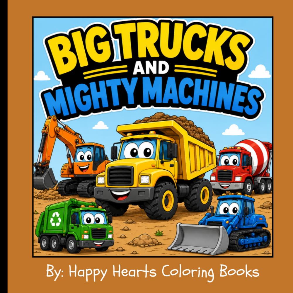 Big Trucks and Mighty Machines: Vehicle coloring book for toddlers ages 2-5 featuring construction vehicles, monster trucks, heavy equipment and fun facts.