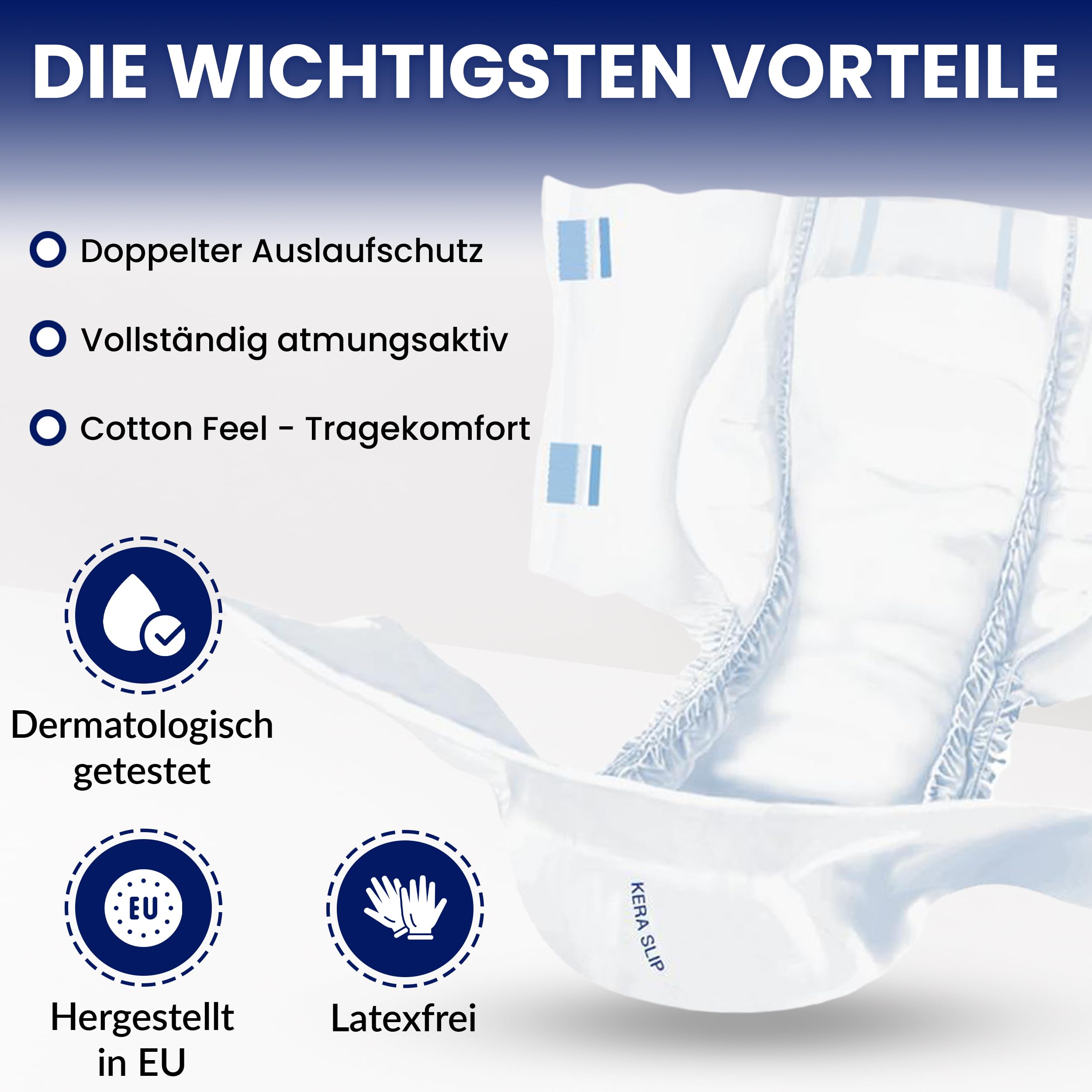 KERA® Premium Inkontinenz-Slip MAXI NIGHT - saugstarke Windeln für Erwachsene [MIT AUSLAUFSCHUTZ] - Atmungsaktive Erwachsenen Windel für die Nacht - 80 Stück - L - Vorteilspack