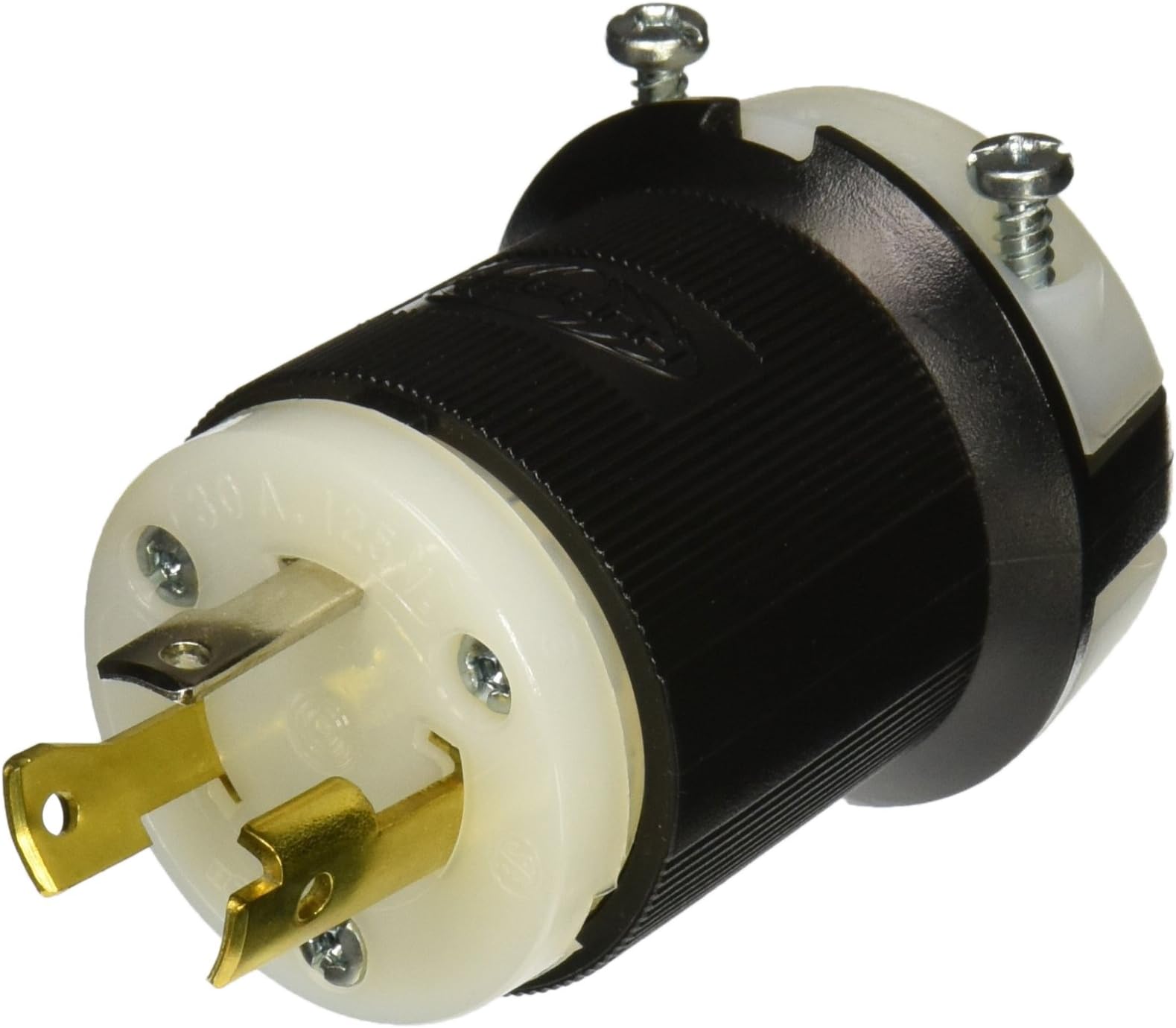 HubbellHBL2611 Locking Plug, 30 amp, 125V, L5-30P, Black and White