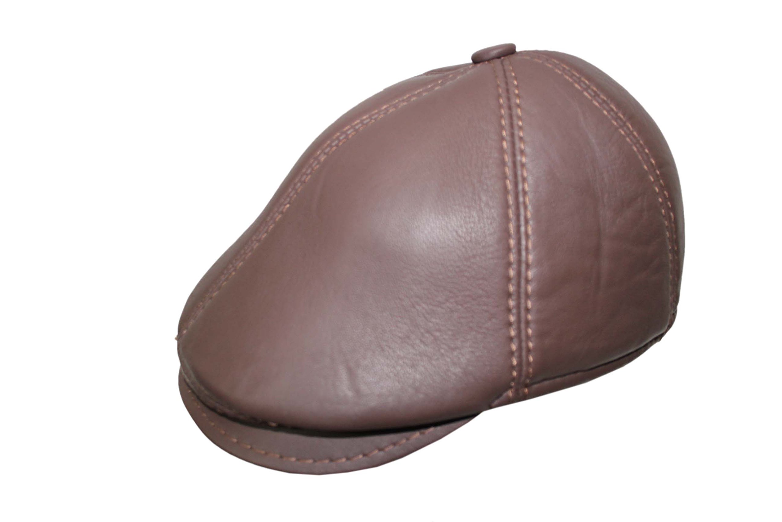Smart Range Leather Men's Light Brown Leather Ivy Cap Lambskin Bunnet Newsboy Baker Boy Beret Cabbie Gatsby Flat Golf Hat
