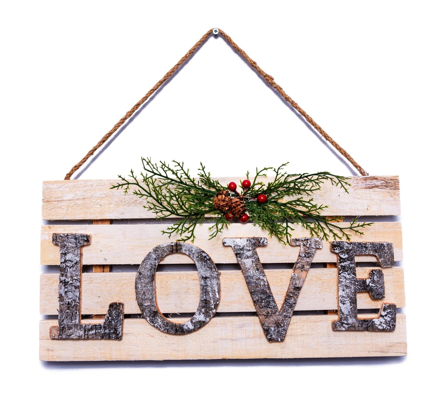 Christmas Hanging Wall Sign, LOVE Letters in Wooden Frame, 20x40cm Decorative Plaque, Holiday Wall Art for Home,Door,Wall