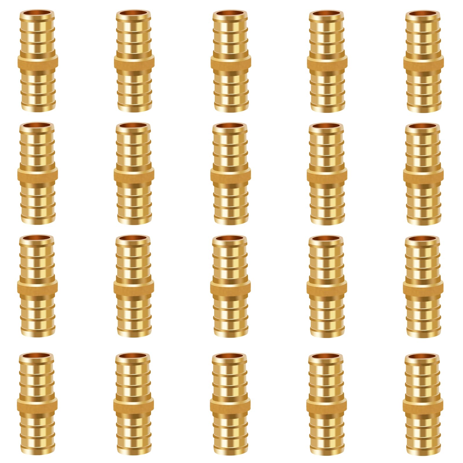 Horiznext 1/2 inch pex straight fitting, brass coupling adapts water pipes connect tubing with a crimp ring quick manifold push into hose.(20 pcs)