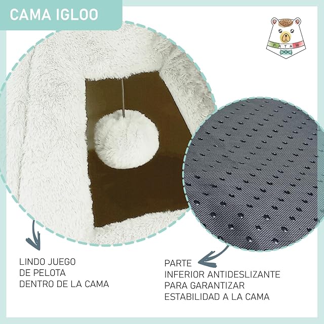 Foto 5 de 7 de PATAM Cama para Perros Pequeños y Gatos, Caseta Gato Antideslizante, Nido de Gato de Suave Tejido de Felpa…