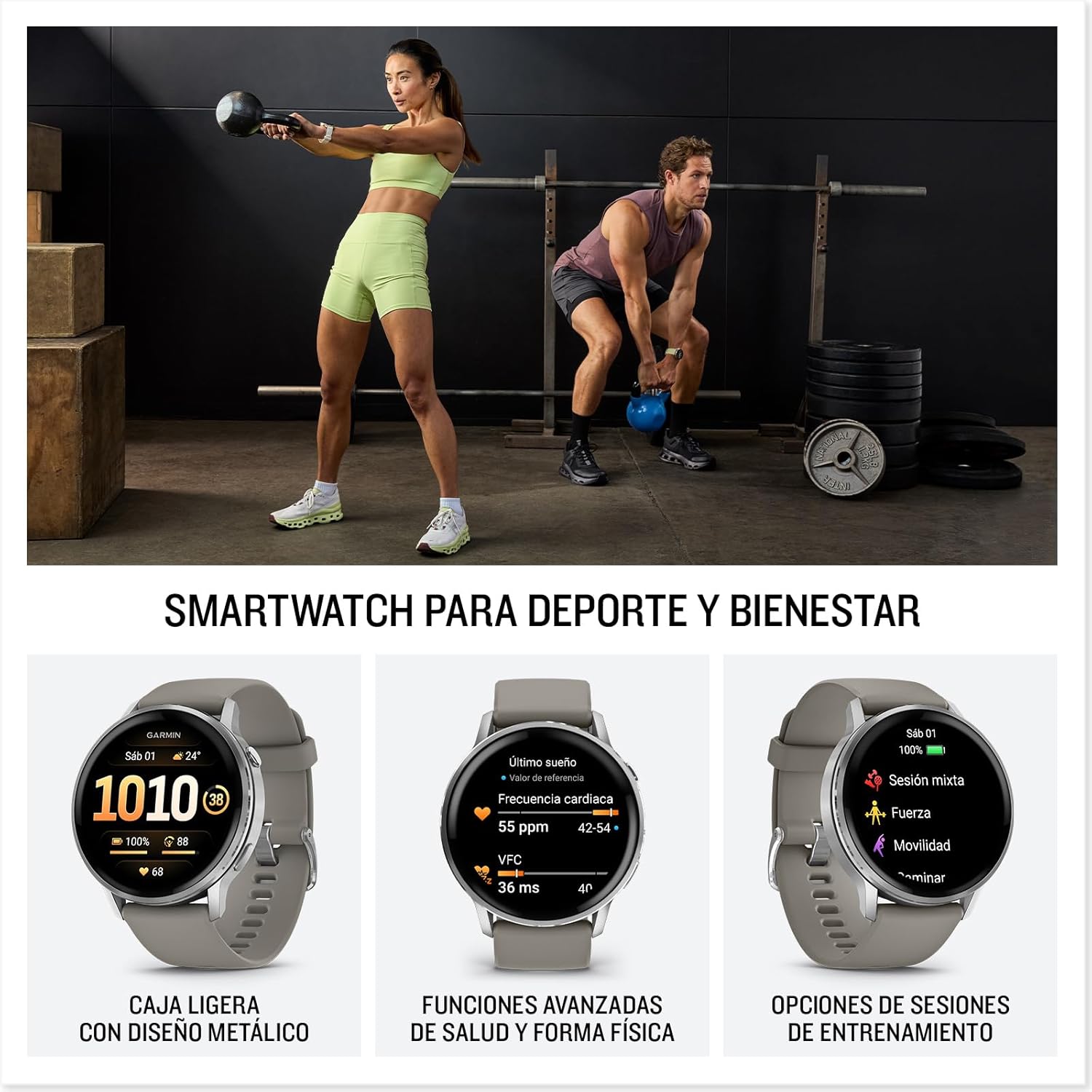 Garmin Venu 4, 45 mm, Smartwatch Premium con GPS, Pantalla táctil AMOLED, Diseño de Acero Inoxidable, Linterna LED, Funciones avanzadas de Salud y Forma física, 14 días de autonomía, Gris 3