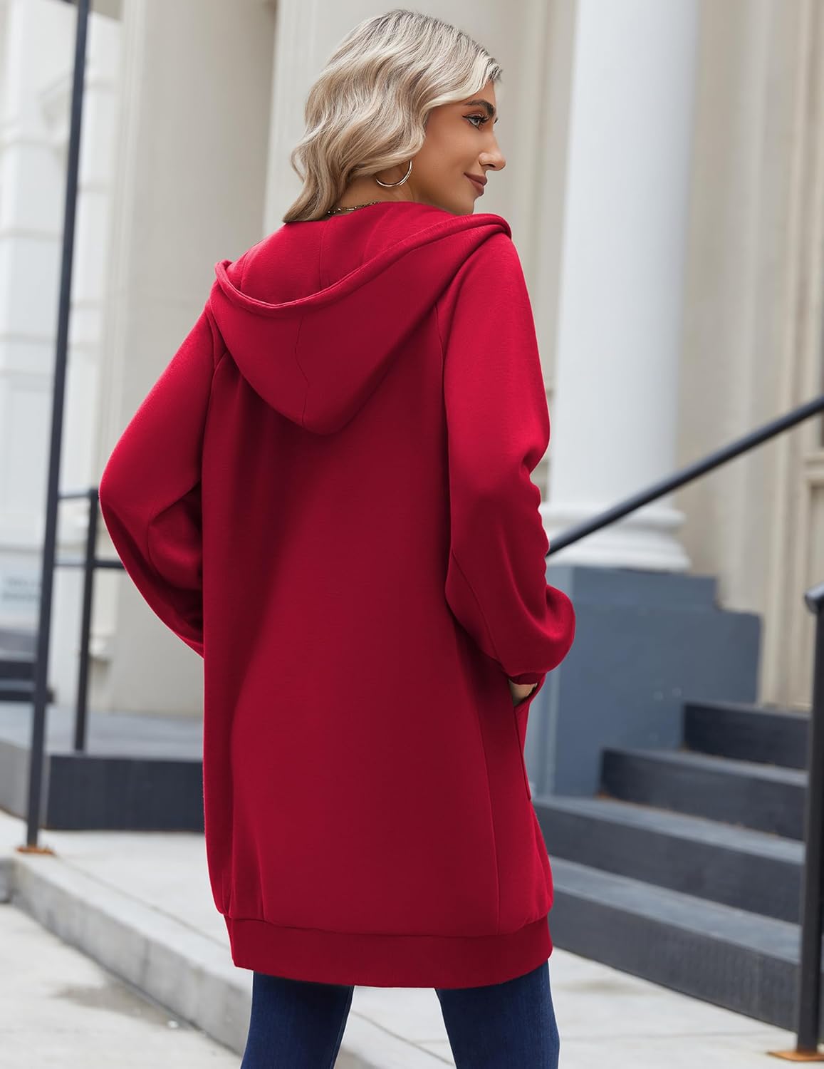 Zeagoo Women's Zip Up Hoodies Long Sleeve Long Tunic Sweatshirts Oversized Fleece Casual 2025 Fall Jacket Coat with Pocket - Image 4