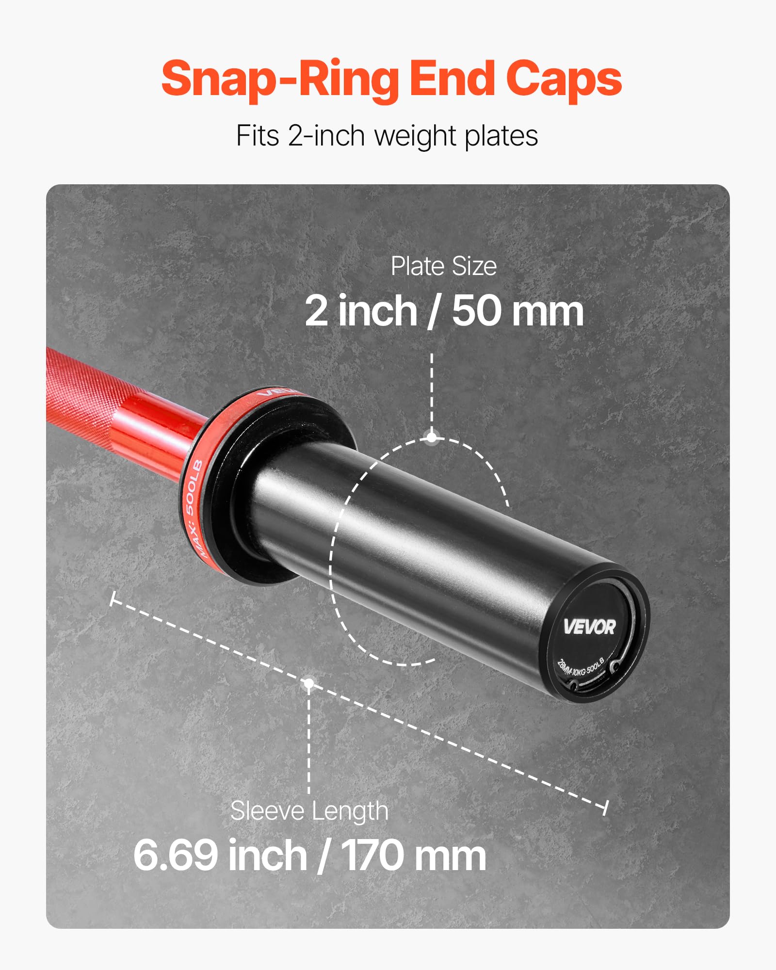 VEVOR Barra de Mancuernas de 120 cm con Mango Acanalado para Entrenamiento de Fuerza, Levantamiento de Pesas, Sentadillas, Peso Muerto, para Discos de Pesas de 50 mm, con Carga Máxima de 227 kg