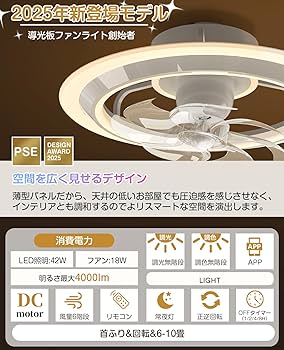 【節電×オシャレモデル】シーリングファンライト 導光板 led シーリングファン Amazon.co.jp : 【オシャレモデル】TENKOO&YOU シーリングファンライト