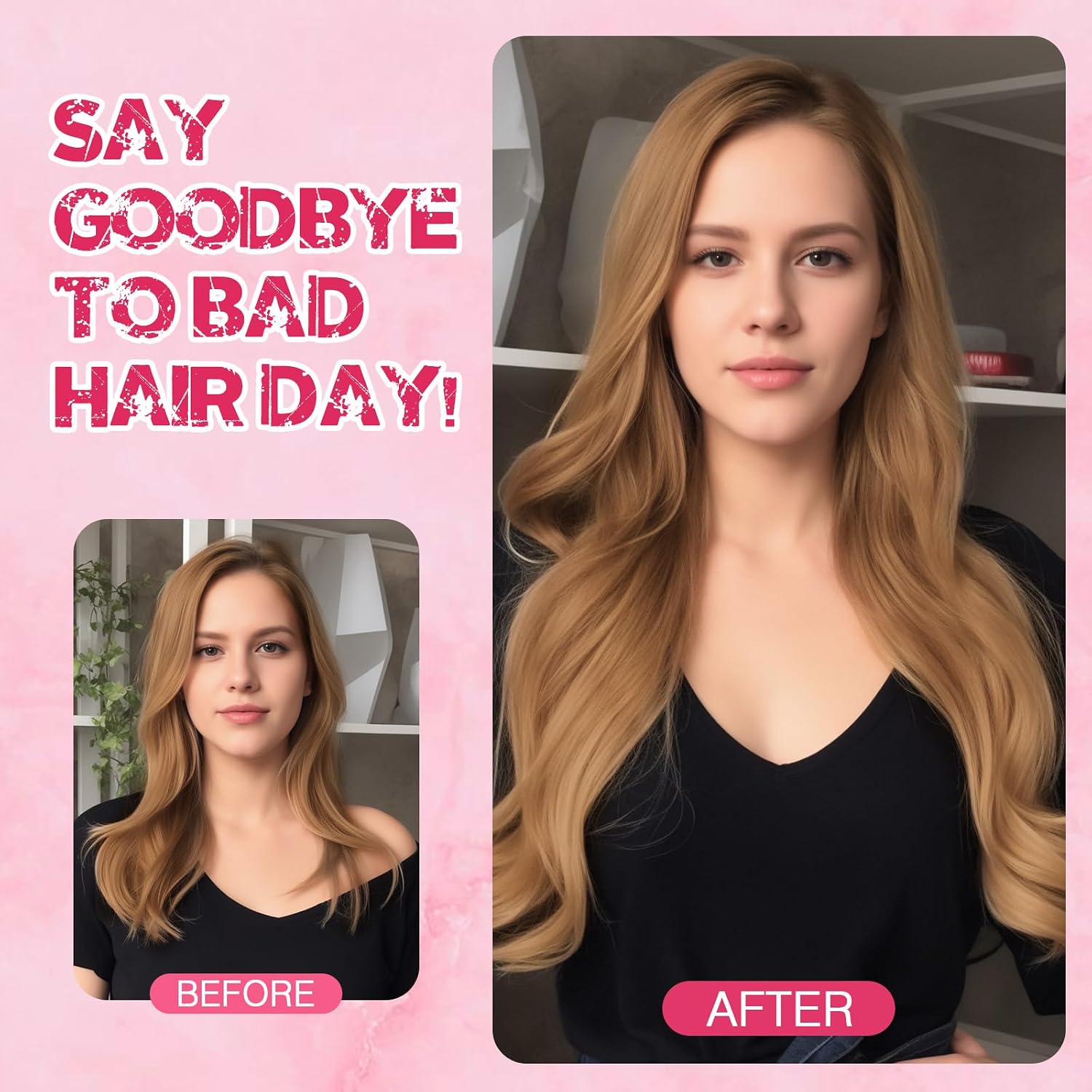 Halo Hair Extensions Real Human Hair, MY-LADY Adjustable Halo Extensions Real Human Hair, 16 inch Light Brown Women's Long Wavy Hair Invisible Wire Hair Extensions Thick End(80g)