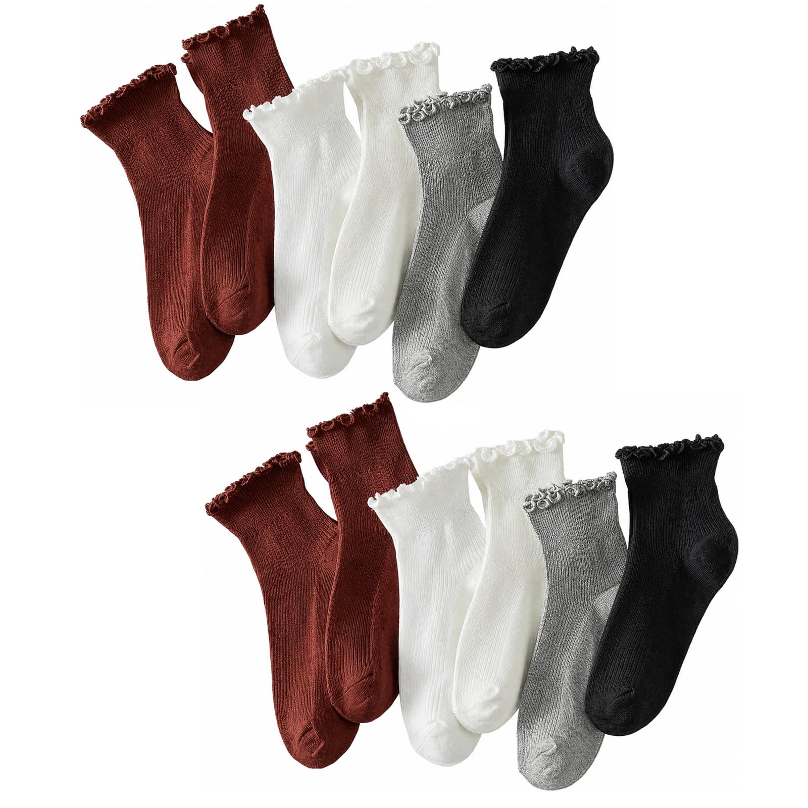 Hstyle 6 Pairs of Ruffle Socks Women, Cute Ruffle Ankle Socks