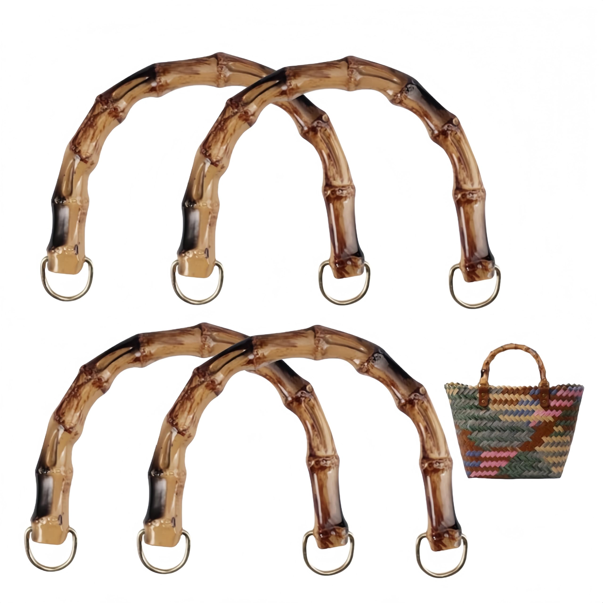 4 Piezas Asas de imitar bambú para Bolsos, en Forma de U, manijas de Repuesto con Hebilla en Forma de D, Accesorios DIY para fabricación de Bolsos y Crochet
