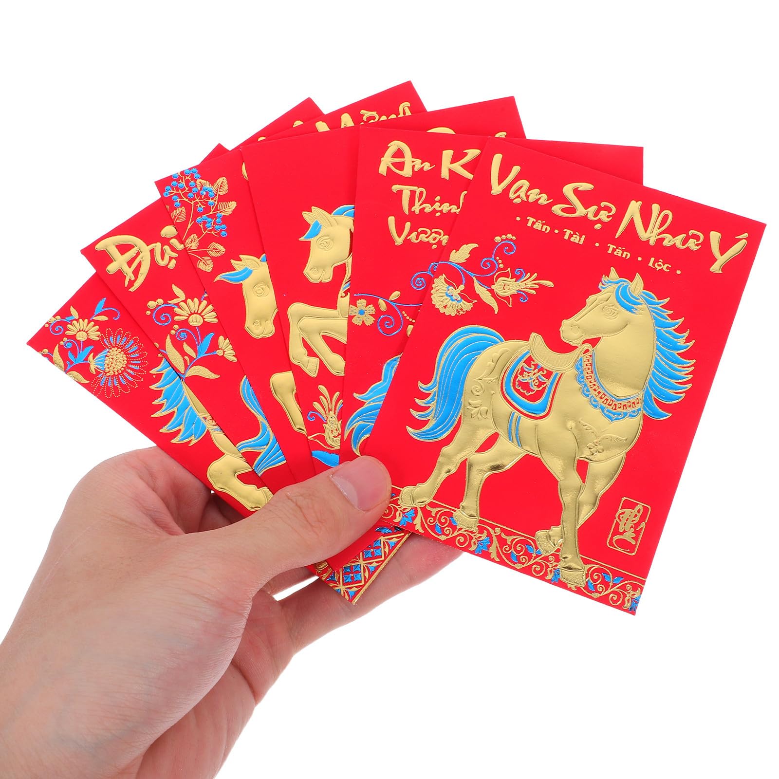 DOITOOL 360 Sobres Rojos Chinos para Año Lunar 2026 Sobres de Dinero Suerte Texto Vietnamita Paquete Tradicional de 60 Unidades para Festivales y Celebraciones del Año del Caballo