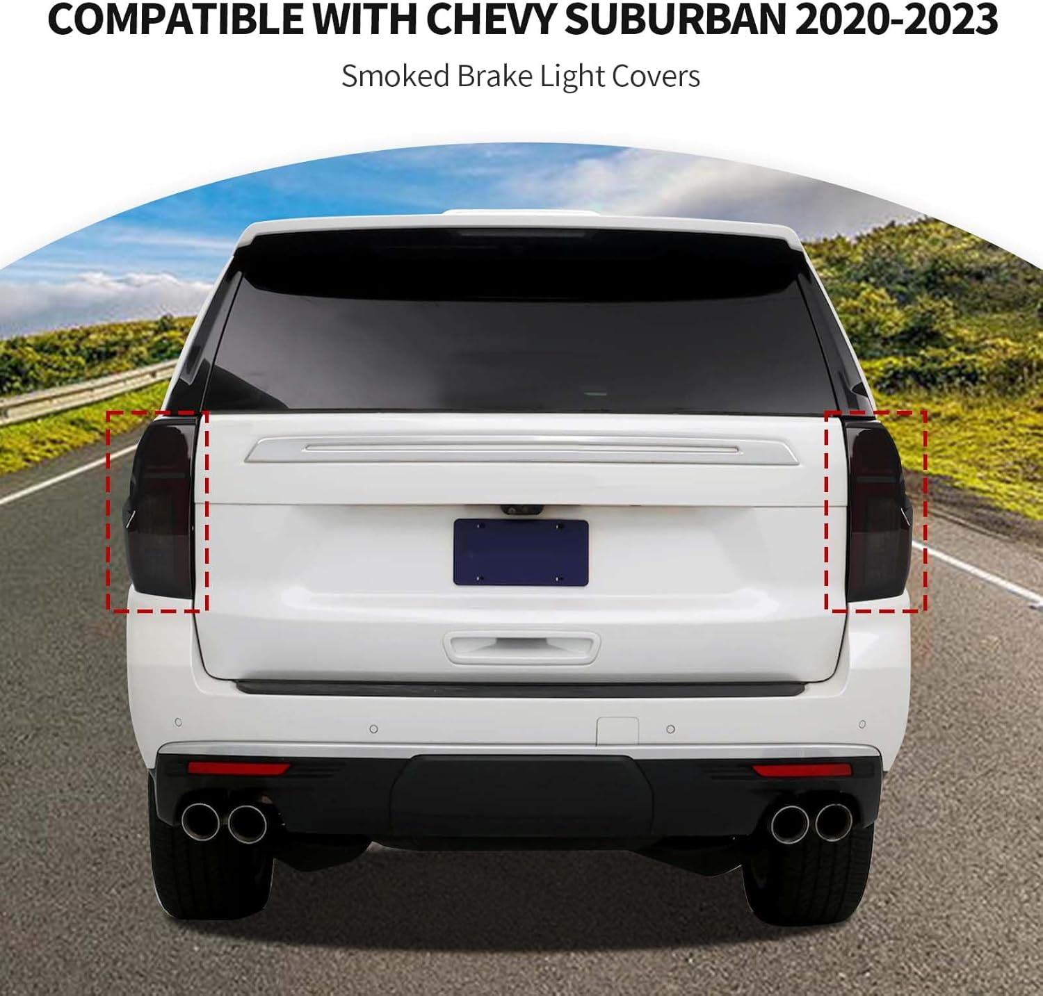 JeCar Brake Light Covers Smoked Taillight Rear Lamp Trim Guards Exterior Accessories Compatible with Chevy Suburban 2020-2024