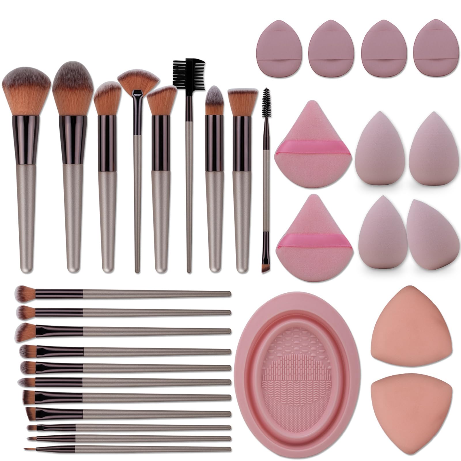 LHLXZQ Makeup Brush Set, Travel Beauty Tool Set including Makeup Sponge, Powder Puff, Brush Cleaner