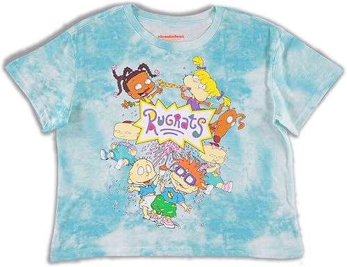 Nickelodeon Camisa de moda de los años 90 de Rugrats Angelica y Reptar Allover Crop Top Skimmer Tee