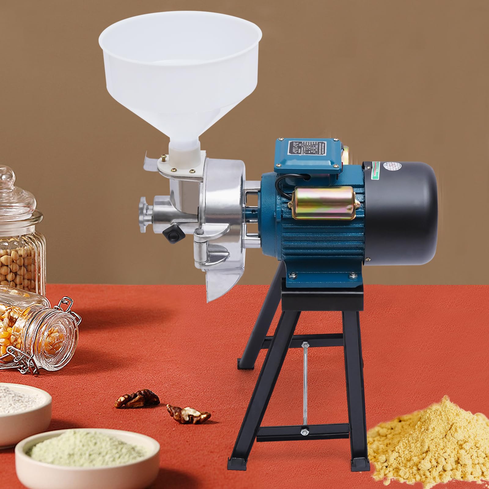 Elektrisch GetreidemüHle, 2200W KornmüHle SchrotmüHle Zerkleinerer Grain Mill Mit Trichter FüR Weizen Reis Mais, 40Kg/H GetreidemüHle Elektrische, Elektrische GetreidemüHlen