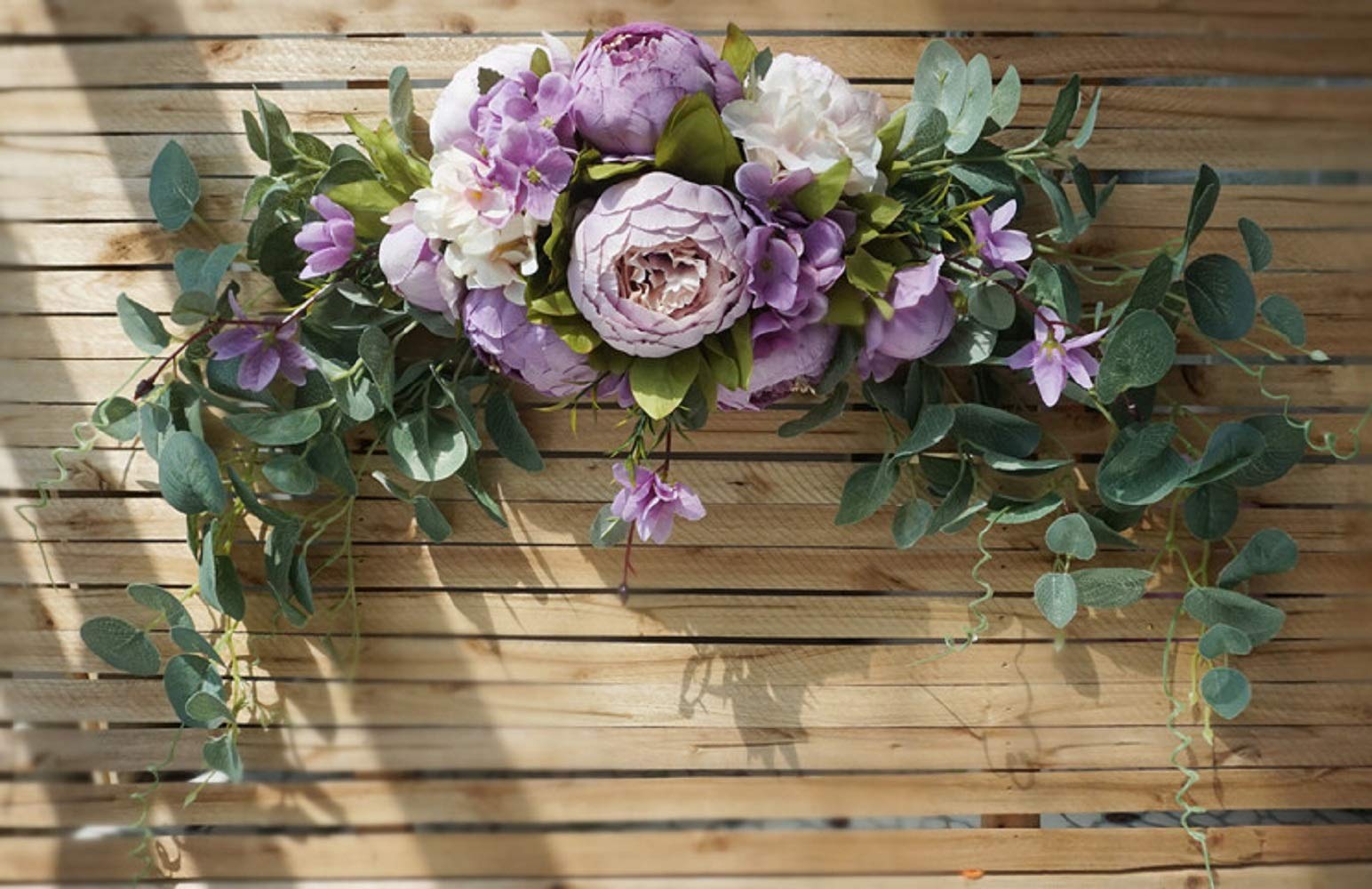 CYSTYL Rose Peony Floral Swag Summer Wreath for Front Door 30 inch Wedding Arch Flowers for Home Wall Decor Indoor Outdoor Purple