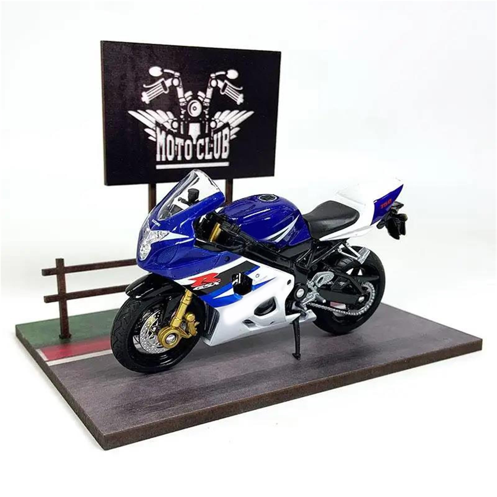 Modello Di Motocicletta In Lega Simulazione 1:18 Per Suzuki Gsx-r750 R 750 Con Sfondo Base Della Scena Moto Club