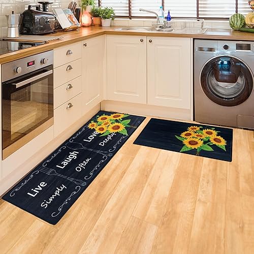 Juego de 2 alfombras de cocina antideslizantes, color gris, alfombras de cocina de Acción de Gracias, 16 x 31.5 pulgadas + 16 x 47.3 pulgadas