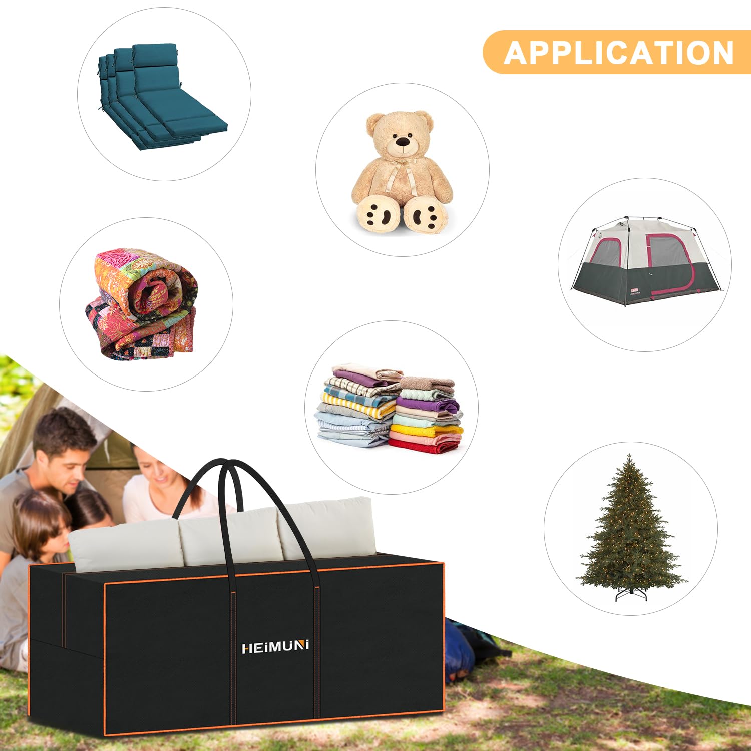 Grande Sac de Rangement Housse Rangement Coussin Salon de Jardin Exterieur Impermeable 420D Oxford Sac de Rangement Sapin de Noël Housse de Rangement Coussin de Jardin (200x60x80cm)