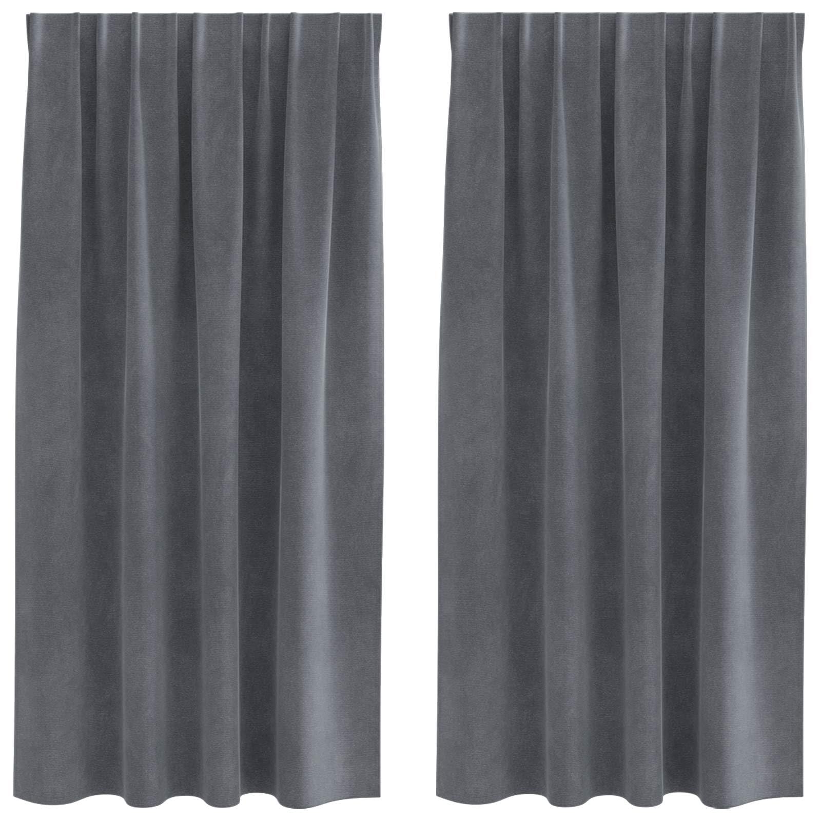 Rideaux occultants en velours gris clair 140x175 cm avec passants, lot de 2 pour salon et chambre