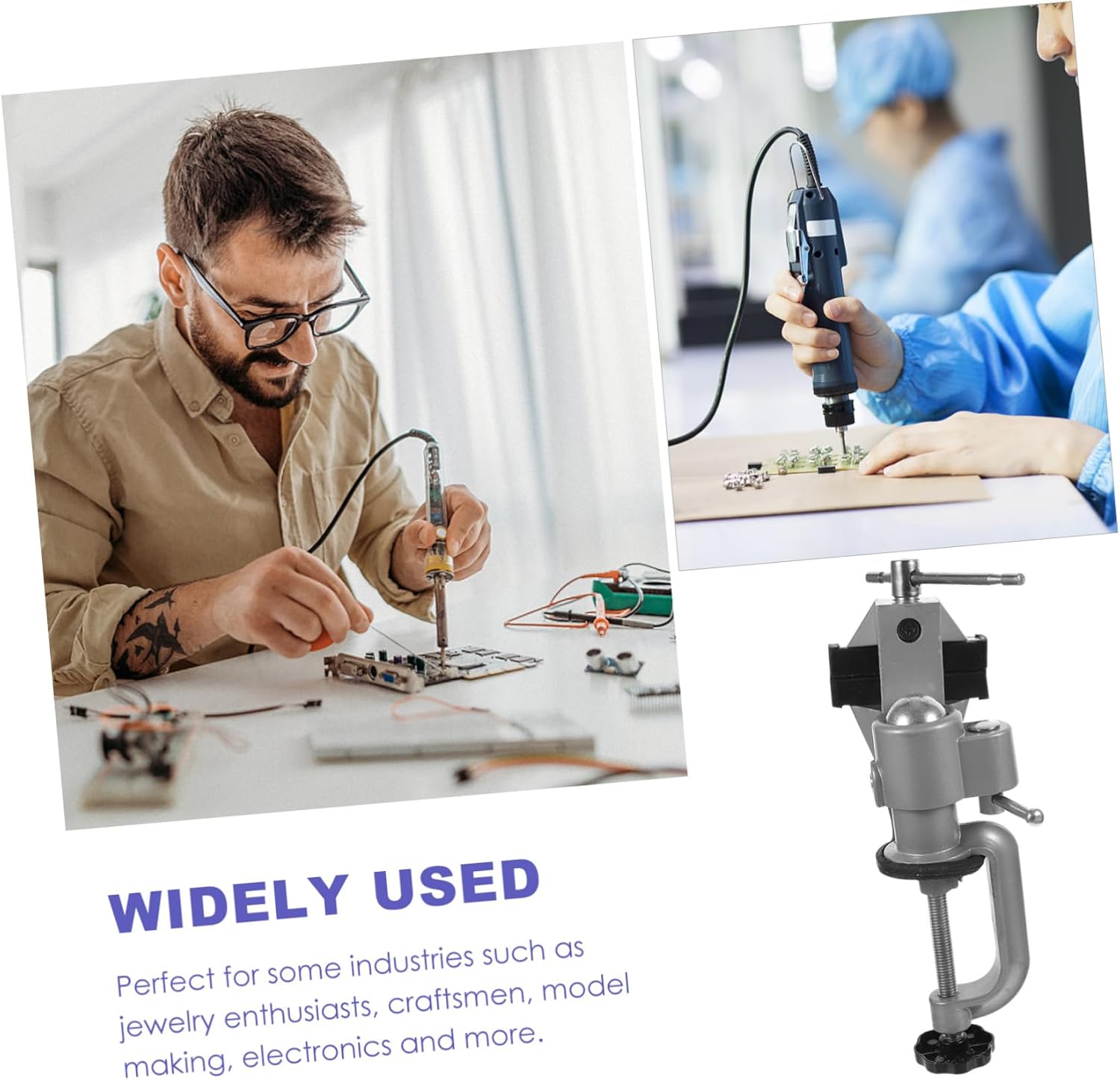 2-in-1 360° Rotatable Work Clamp Vise Mini Table Clamp for Electric Drill and Grinder Woodworking Bench Vise Multifunctional Jaw Compact Drill