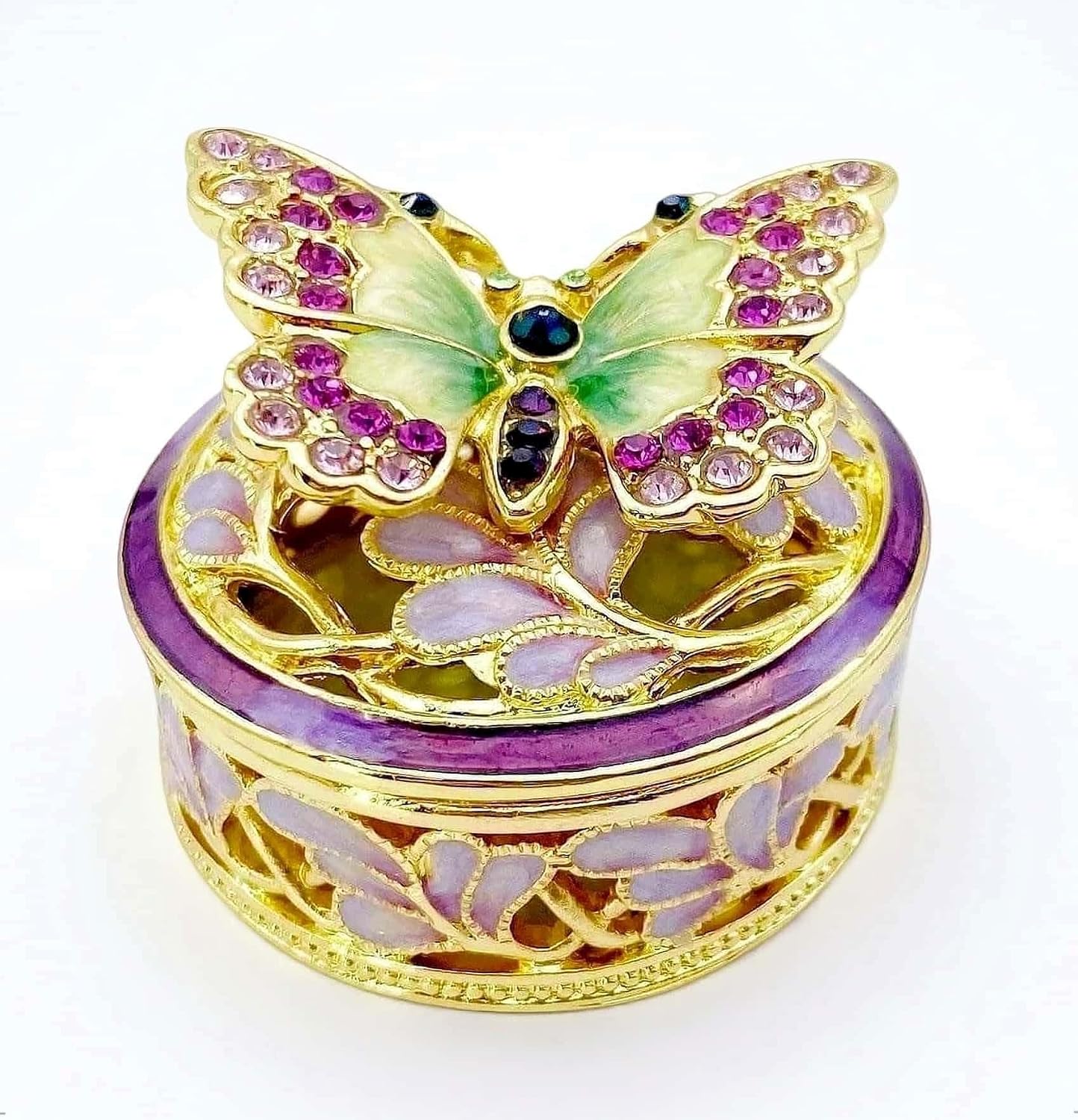 Elegant Butterfly Jewelry Trinket Boxes.Enameled Decorative Keepsake Ring Box Holder Necklace Earrings Organizer Home Decor.Butterfly Gifts for Women