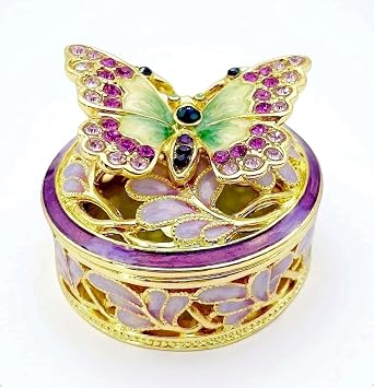 Elegant Butterfly Jewelry Trinket Boxes.Enameled Decorative Keepsake Ring Box Holder Necklace Earrings Organizer Home Decor.Butterfly Gifts for Women