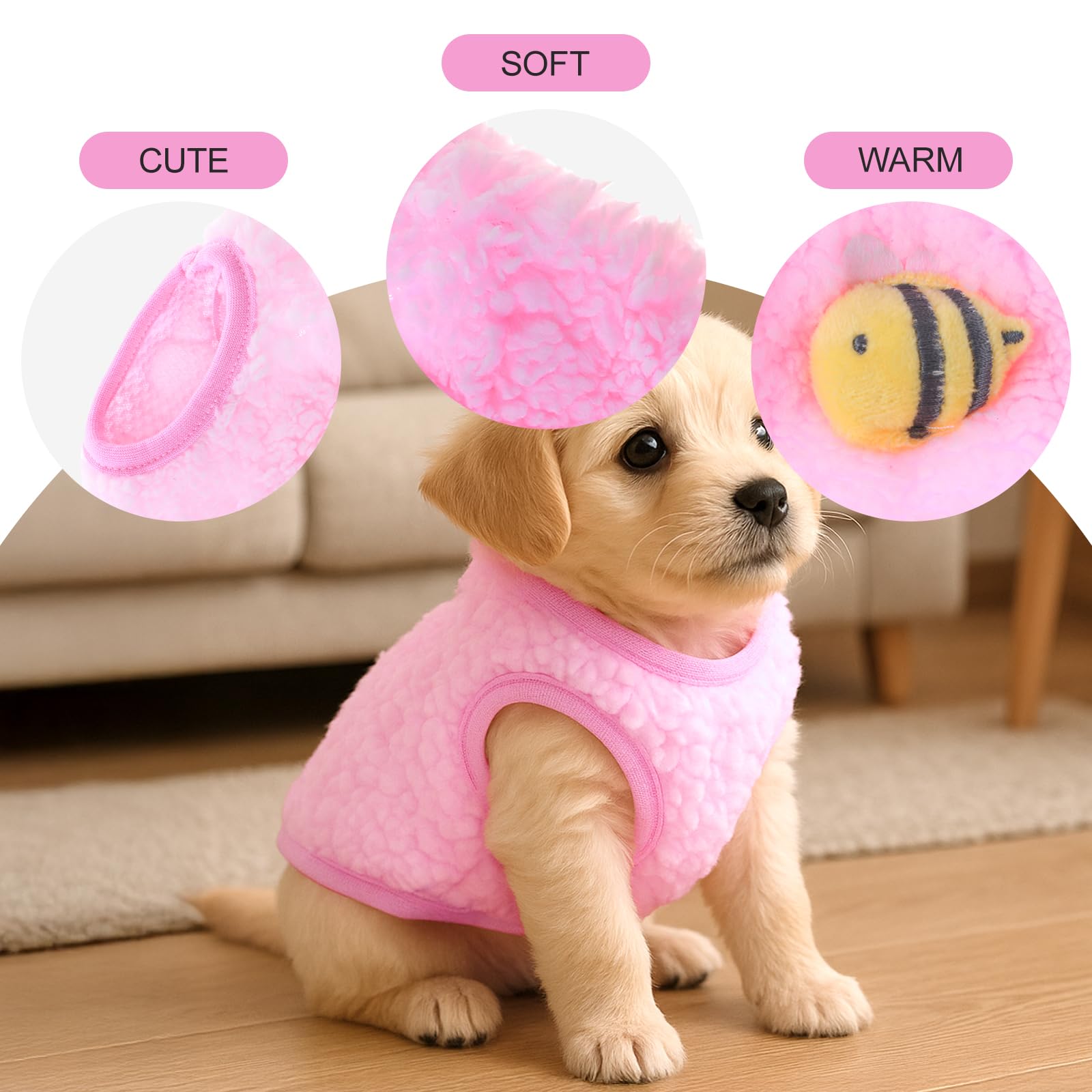 XXXS/XXS/XS Small Teacup Dog Clothes Hoodie - Fleece Puppy Sweater For Chihuahua, Yorkie, Tiny Cats 3 thumbnail image