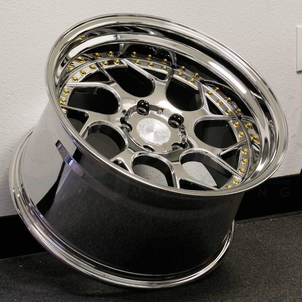 Aodhan DS-01 Custom Wheel - 18x9.5, 30 Offset, 5x114.3 Bolt Pattern, 73.1mm Hub - Vacuum Chrome with Gold Rivets Rim
