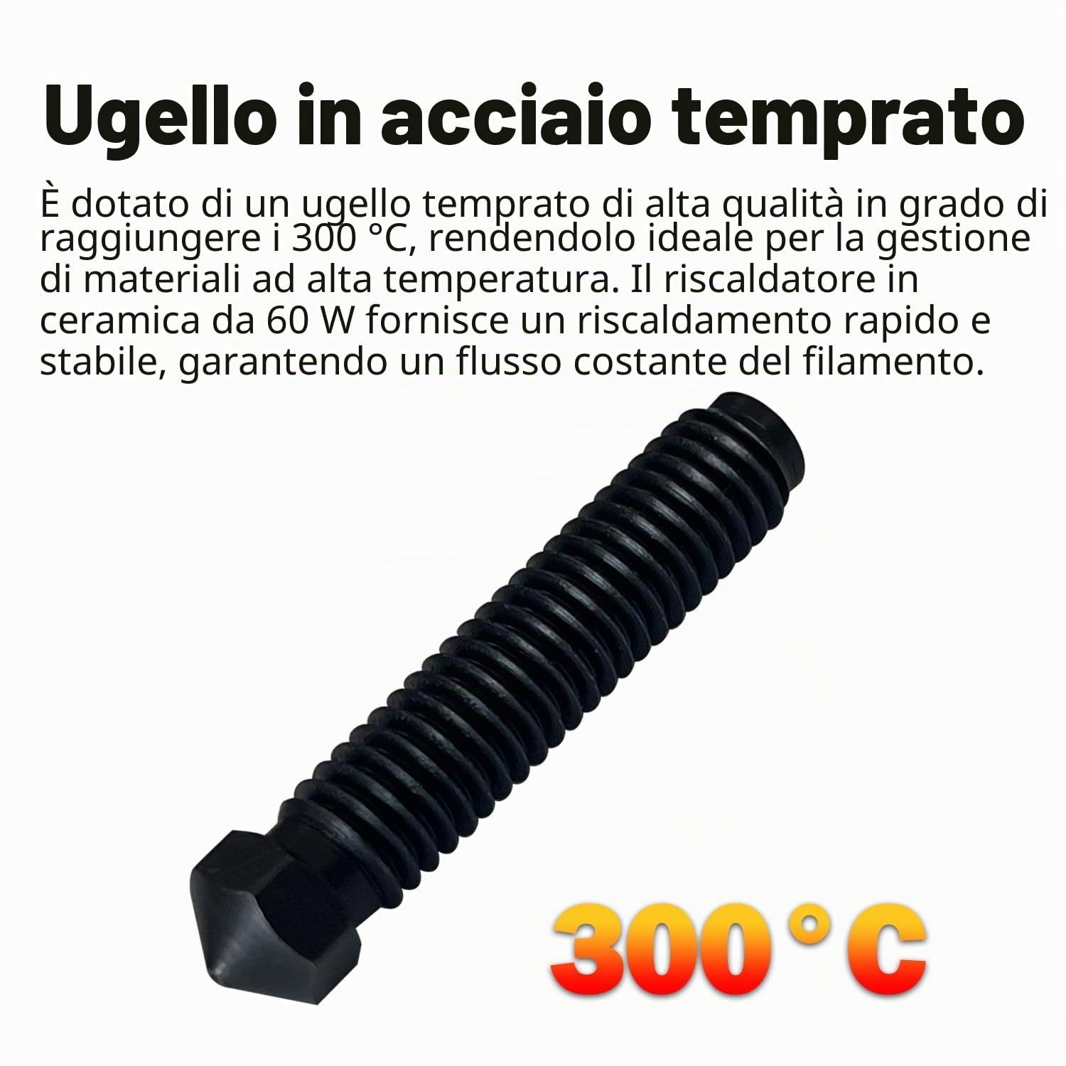 HzdaDeve 0,6 mm Hotend per OrangeStorm Giga Hot End, termistore in ceramica, estrusore, testina di stampa in acciaio temprato, cartuccia riscaldante con copertura in silicone extra 1PK per accessori