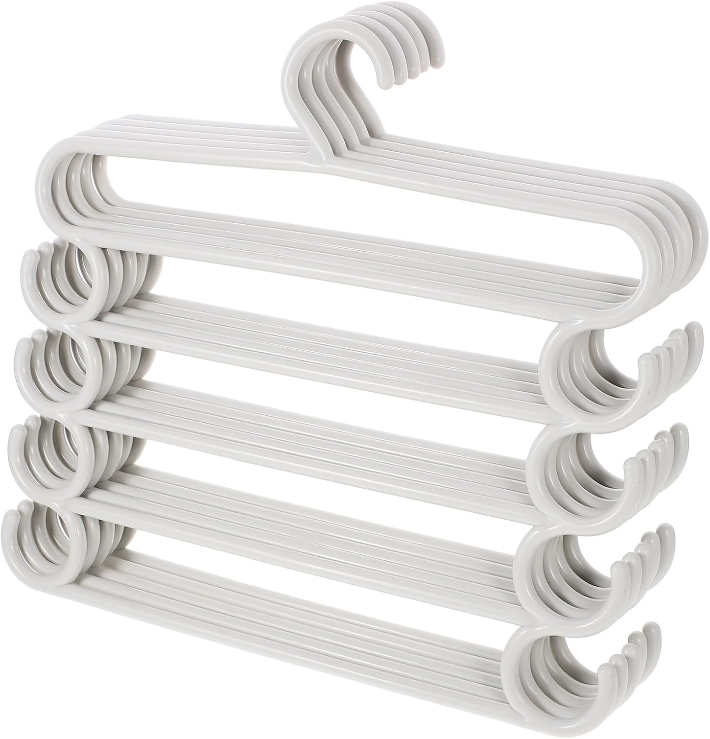 GARVALON 5-pcs Multi-Layer Pants Hangers Space Saving Clothes Hangers with Tie and Scarf Hanging Racks for Closet Organization