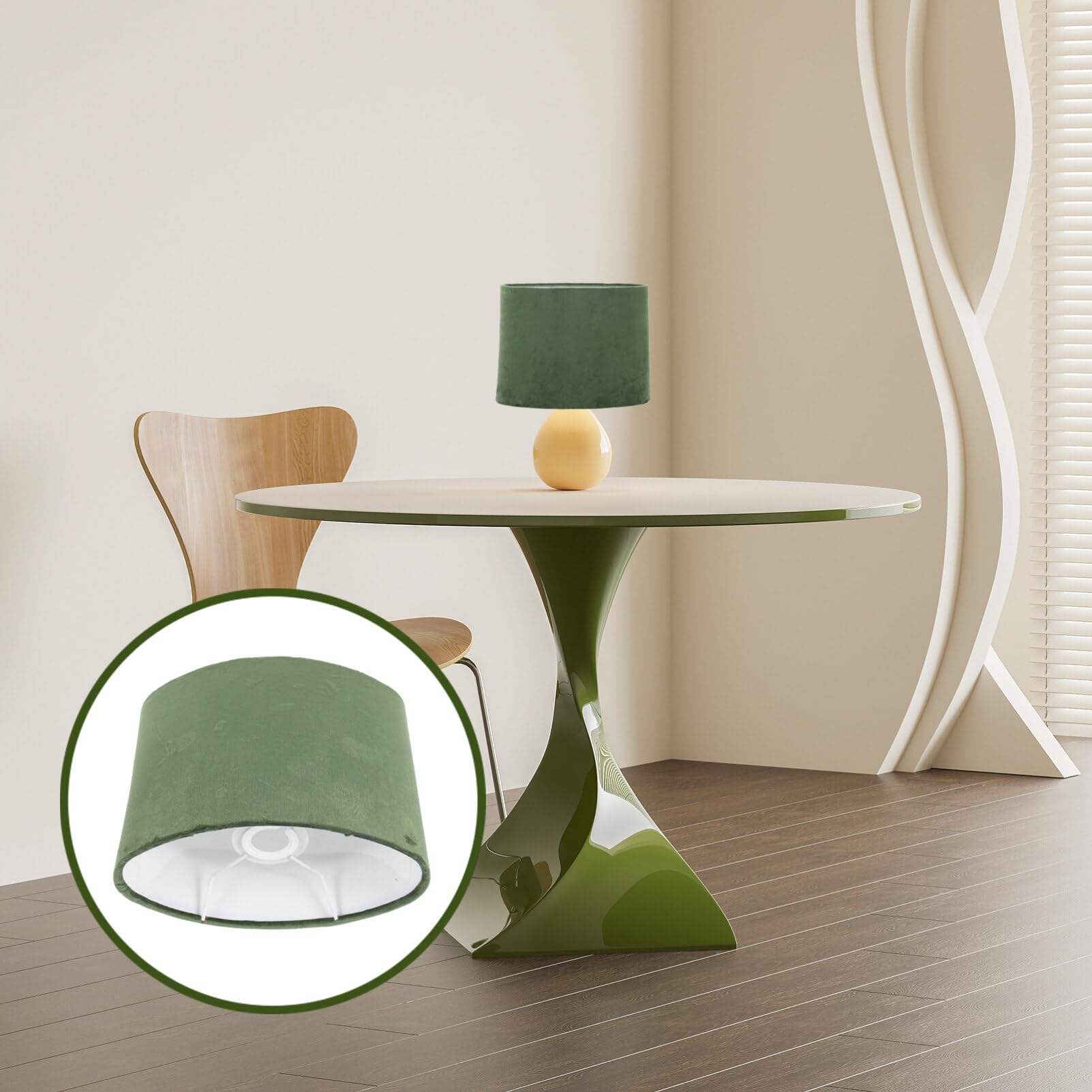 Abat-jour Élégant En Velours Pour Salon Base E27/e14 Vert Foncé Lot De 2 Améliorez Votre Décoration Lumineuse
