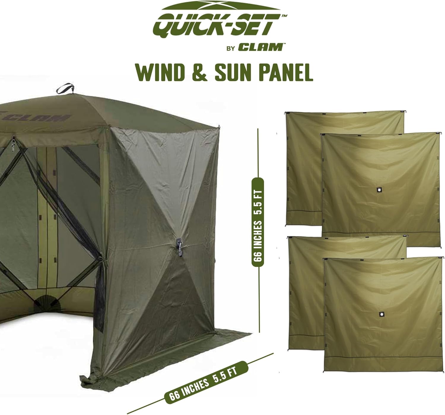 CLAM Quick Set Traveler, 6 x 6 Foot Portable Pop Up Outdoor Camping Gazebo Screen Tent, Canopy Shelter with Carry Bag and Wind Panels (4 Pack), Green CLAM Quick Set Traveler, 6 x 6 Foot Portable Pop Up Outdoor Camping Gazebo Screen Tent, Canopy Shelter with Carry Bag and Wind Panels (4 Pack), Green