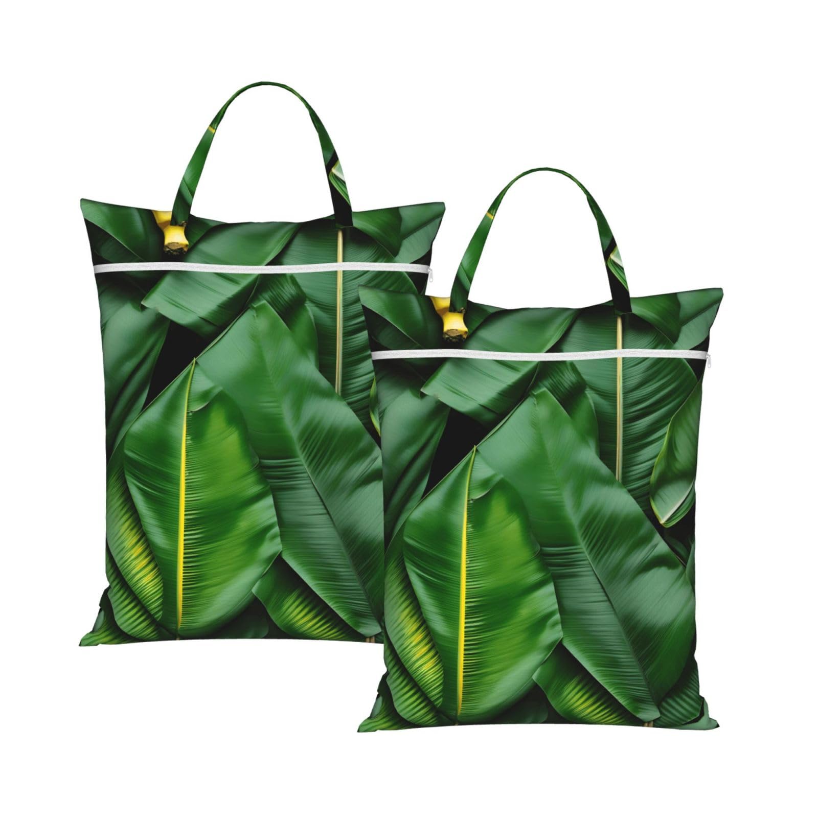 Banana Leaves Print Travel Laundry Bag Foldable Lightweight Camping Beach Dorm Weekend Getaways