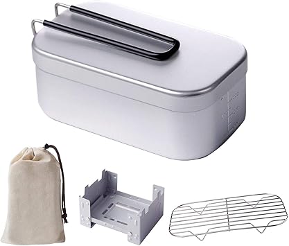 Amazon Co Jp Rayking メスティン 網付き アルミ製飯盒 網付き アウトドア専用3点セット 折りたたみストーブ付き キャンプ用品 収納袋付き ソロキャンプ 軽量 コンパクト 各種調理法適用 安全 食器 スポーツ アウトドア