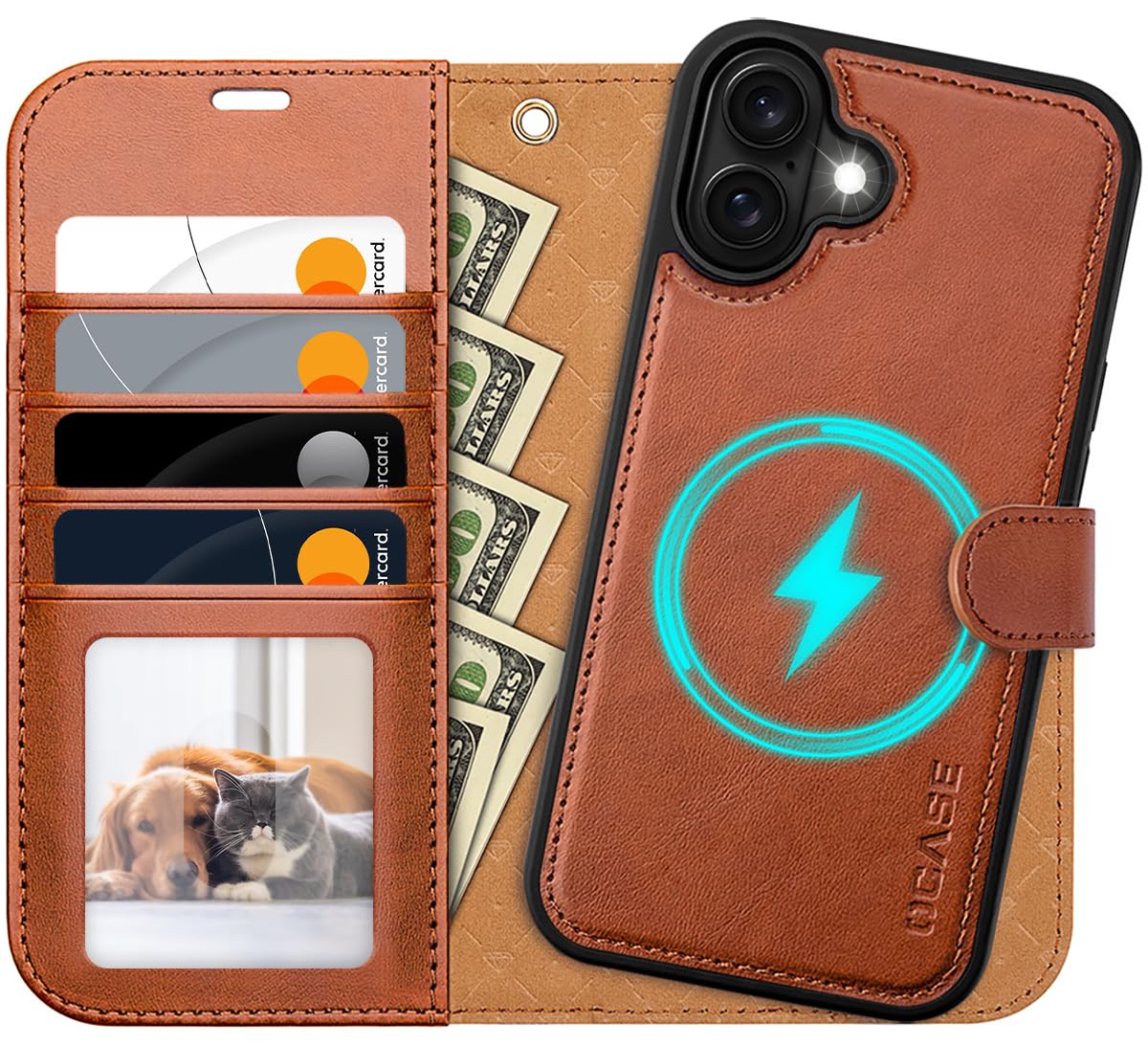 OCASE for iPhone 16 Plus Case, Detachable 2 in 1 PU Leather Wallet Case with RFID Blocking, Wireless Charging, Card Holders