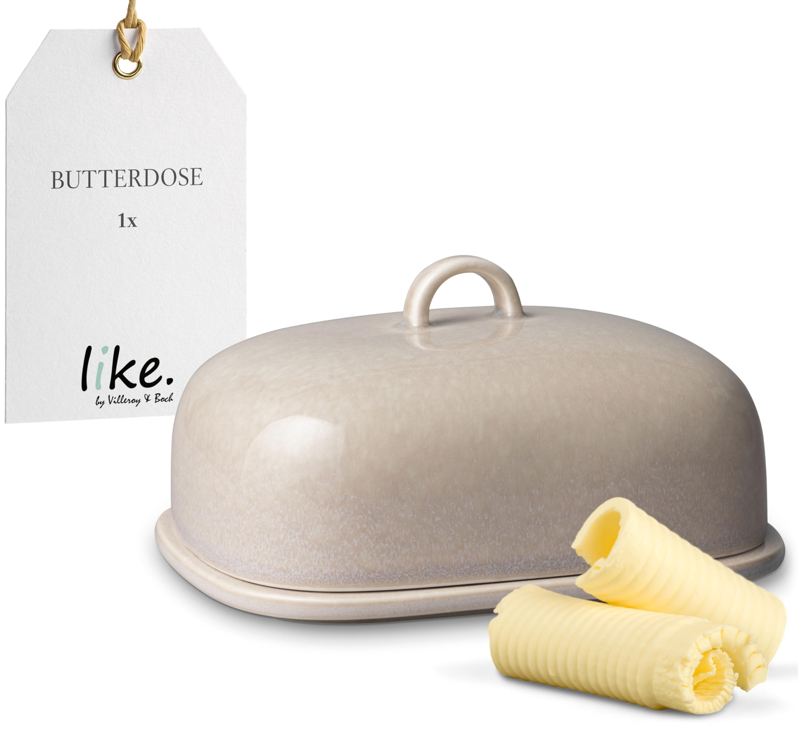 Like. By Villeroy & Boch Sand - Perlemor Home Butter Dish, Pottery Butter Dish In A Pottery Style,