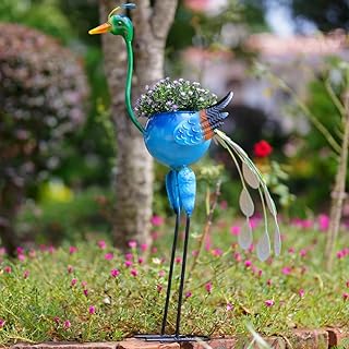 Peacock Decor Planters for Outdoor Plants, Metal Planters with Drainage Peacock Gifts for Women Mother, Garden Planters Decor Peacock for Outside Patio, Lawn, Yard, Porch