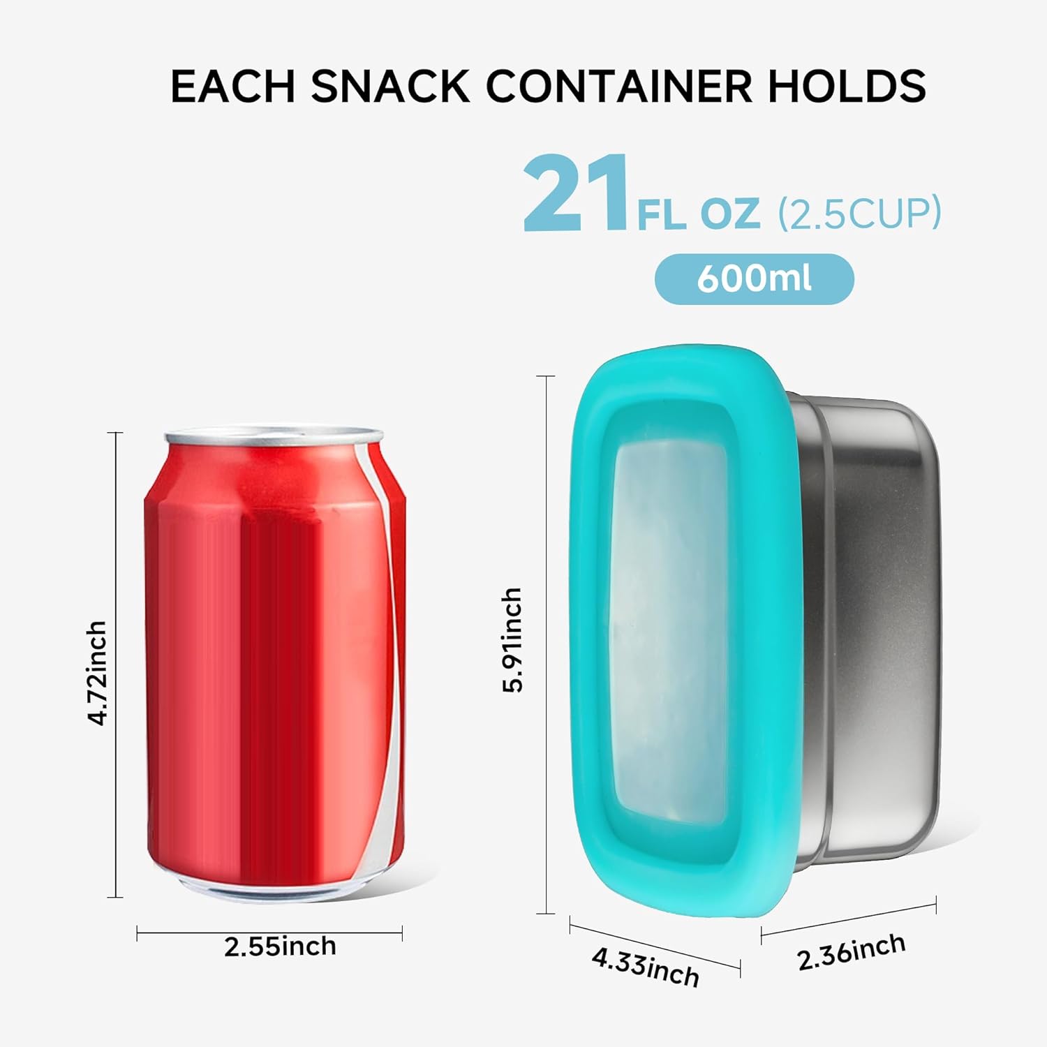 BEFOY Stainless Steel Snack Containers with Clear Silicone Lids for Kids/Adult Leak Proof Stackable Metal Lunch Box for Kitchen Storage, Meal Prep Easy Open & BPA-Free Stackable Box for Daycare