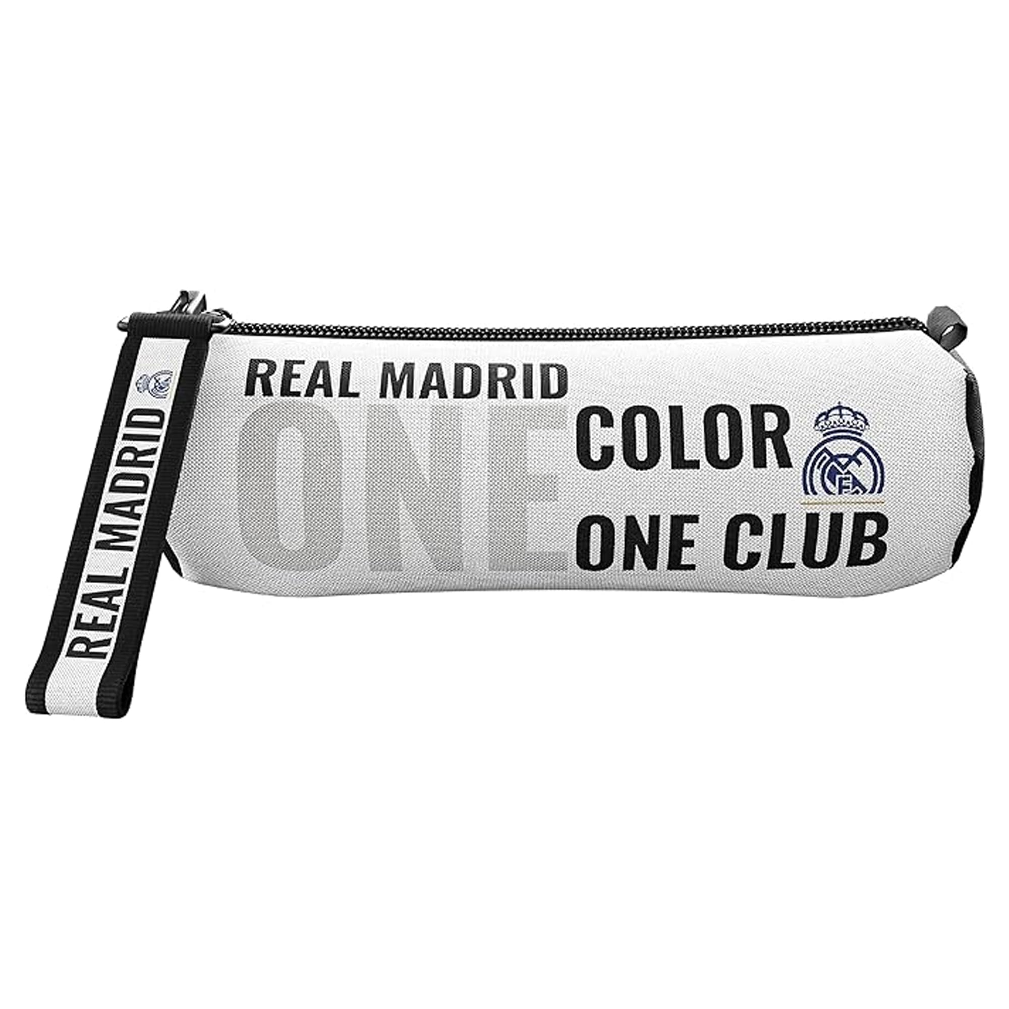 CYPBRANDS Real Madrid- Portatodo, Estuche plano, Material escolar, Color blanco, Producto Oficial, Complementos de fútbol
